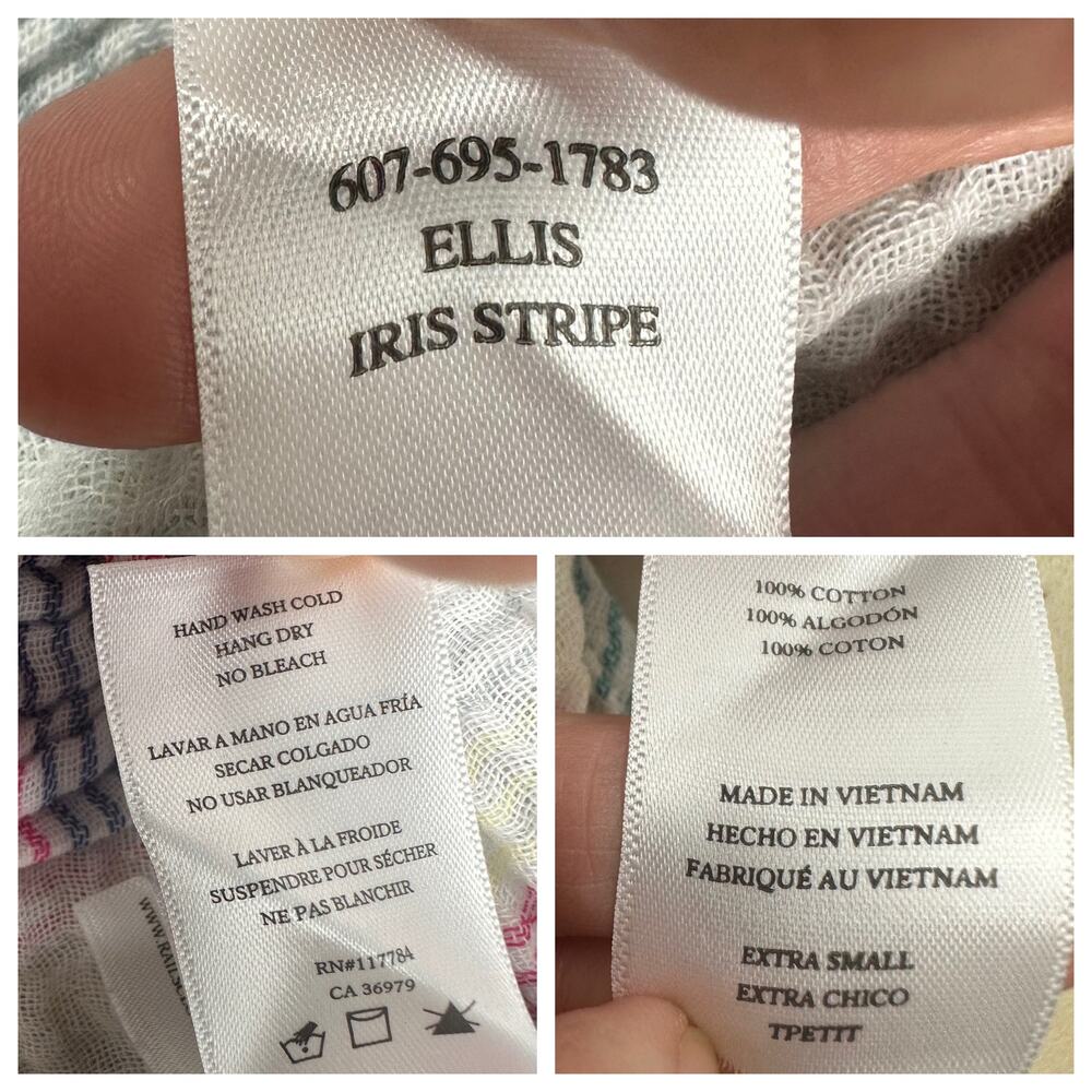 Rails Ellis Button Down Shirt Iris Stripe Size XS Rainbow Lightweight Pastel - Picture 15 of 16